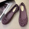 image:imageHee grand Women Summer Crystal Jelly Shoes Slip On Hollow Ballet Flats Soft Walking Shoes019purple