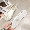 image:imageHee grand Women Summer Crystal Jelly Shoes Slip On Hollow Ballet Flats Soft Walking Shoes019white