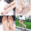 image:imageHee grand Women Summer Crystal Jelly Shoes Slip On Hollow Ballet Flats Soft Walking Shoes030gold