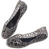 image:imageHee grand Women Summer Crystal Jelly Shoes Slip On Hollow Ballet Flats Soft Walking Shoes030new Black