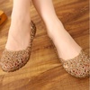image:imageHee grand Women Summer Crystal Jelly Shoes Slip On Hollow Ballet Flats Soft Walking Shoes1gold