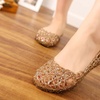 image:imageHee grand Women Summer Crystal Jelly Shoes Slip On Hollow Ballet Flats Soft Walking Shoes1gold