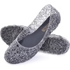 image:imageHee grand Women Summer Crystal Jelly Shoes Slip On Hollow Ballet Flats Soft Walking ShoesBlack
