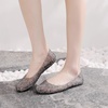 image:imageHee grand Women Summer Crystal Jelly Shoes Slip On Hollow Ballet Flats Soft Walking ShoesBlack