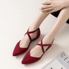 image:imageHee grand Womens Closed Pointed Toe Flats Ankle Strap Comfortable Low Heel Suede Dress Shoes Office Work Shoes Pumps030wine Red