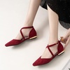 image:imageHee grand Womens Closed Pointed Toe Flats Ankle Strap Comfortable Low Heel Suede Dress Shoes Office Work Shoes Pumps030wine Red