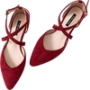 image:imageHee grand Womens Closed Pointed Toe Flats Ankle Strap Comfortable Low Heel Suede Dress Shoes Office Work Shoes Pumps030wine Red