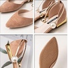 image:imageHee grand Womens Closed Pointed Toe Flats Ankle Strap Comfortable Low Heel Suede Dress Shoes Office Work Shoes Pumps032apricot