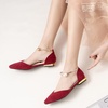 image:imageHee grand Womens Closed Pointed Toe Flats Ankle Strap Comfortable Low Heel Suede Dress Shoes Office Work Shoes Pumps032wine Red