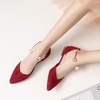 image:imageHee grand Womens Closed Pointed Toe Flats Ankle Strap Comfortable Low Heel Suede Dress Shoes Office Work Shoes Pumps032wine Red