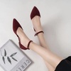 image:imageHee grand Womens Closed Pointed Toe Flats Ankle Strap Comfortable Low Heel Suede Dress Shoes Office Work Shoes Pumps208red