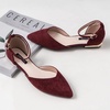 image:imageHee grand Womens Closed Pointed Toe Flats Ankle Strap Comfortable Low Heel Suede Dress Shoes Office Work Shoes Pumps208red