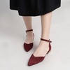 image:imageHee grand Womens Closed Pointed Toe Flats Ankle Strap Comfortable Low Heel Suede Dress Shoes Office Work Shoes Pumps208red
