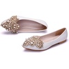 image:imageHee grand Womens Crystal White Wedding Shoes Rhinestone Beaded Pointed Toe Slip On Ballet Flats Shoes for Bride and Bridesmaid1white