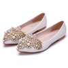 image:imageHee grand Womens Crystal White Wedding Shoes Rhinestone Beaded Pointed Toe Slip On Ballet Flats Shoes for Bride and Bridesmaid1white