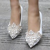 image:imageHee grand Womens Crystal White Wedding Shoes Rhinestone Beaded Pointed Toe Slip On Ballet Flats Shoes for Bride and Bridesmaid1white