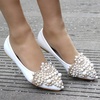 image:imageHee grand Womens Crystal White Wedding Shoes Rhinestone Beaded Pointed Toe Slip On Ballet Flats Shoes for Bride and Bridesmaid1white