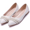 image:imageHee grand Womens Crystal White Wedding Shoes Rhinestone Beaded Pointed Toe Slip On Ballet Flats Shoes for Bride and Bridesmaid2white