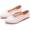 image:imageHee grand Womens Crystal White Wedding Shoes Rhinestone Beaded Pointed Toe Slip On Ballet Flats Shoes for Bride and Bridesmaid3white