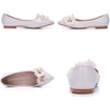 image:imageHee grand Womens Crystal White Wedding Shoes Rhinestone Beaded Pointed Toe Slip On Ballet Flats Shoes for Bride and Bridesmaid4white