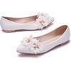 image:imageHee grand Womens Crystal White Wedding Shoes Rhinestone Beaded Pointed Toe Slip On Ballet Flats Shoes for Bride and Bridesmaid4white