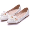 image:imageHee grand Womens Crystal White Wedding Shoes Rhinestone Beaded Pointed Toe Slip On Ballet Flats Shoes for Bride and Bridesmaid4white