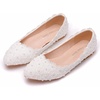 image:imageHee grand Womens Crystal White Wedding Shoes Rhinestone Beaded Pointed Toe Slip On Ballet Flats Shoes for Bride and Bridesmaid5white