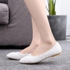 image:imageHee grand Womens Crystal White Wedding Shoes Rhinestone Beaded Pointed Toe Slip On Ballet Flats Shoes for Bride and Bridesmaid5white