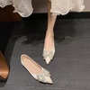 image:imageHee grand Womens Fashion Flats Exquisite Rhinestone Bow Dress Shoes Sparkly Evening Party Low Heel Shoes534apricot