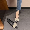 image:imageHee grand Womens Fashion Flats Exquisite Rhinestone Bow Dress Shoes Sparkly Evening Party Low Heel Shoes535blackpu