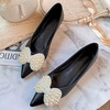 image:imageHee grand Womens Fashion Flats Exquisite Rhinestone Bow Dress Shoes Sparkly Evening Party Low Heel Shoes535blackpu
