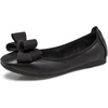 image:imageHee grand Womens Foldable Ballet Flats Square Toe Bowknot SlipOn Shoes Comfortable Soft Casual Flat Shoes for Work Travel DailyBlack