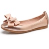 image:imageHee grand Womens Foldable Ballet Flats Square Toe Bowknot SlipOn Shoes Comfortable Soft Casual Flat Shoes for Work Travel DailyGold