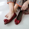 image:imageHee grand Womens Foldable Ballet Flats Square Toe Bowknot SlipOn Shoes Comfortable Soft Casual Flat Shoes for Work Travel DailyPatent Leather Red