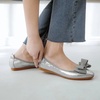 image:imageHee grand Womens Foldable Ballet Flats Square Toe Bowknot SlipOn Shoes Comfortable Soft Casual Flat Shoes for Work Travel DailySilver