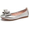 image:imageHee grand Womens Foldable Ballet Flats Square Toe Bowknot SlipOn Shoes Comfortable Soft Casual Flat Shoes for Work Travel DailySilver