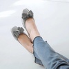 image:imageHee grand Womens Foldable Ballet Flats Square Toe Bowknot SlipOn Shoes Comfortable Soft Casual Flat Shoes for Work Travel DailySilver