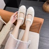 image:imageHee grand Womens Mary Jane Shoes Satin Round Toe Ballerina Flats Fashion Sparkling Rhinestones Dress Shoes Comfort Dancing Shoes470white