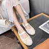 image:imageHee grand Womens Mary Jane Shoes Satin Round Toe Ballerina Flats Fashion Sparkling Rhinestones Dress Shoes Comfort Dancing Shoes470white