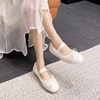 image:imageHee grand Womens Mary Jane Shoes Satin Round Toe Ballerina Flats Fashion Sparkling Rhinestones Dress Shoes Comfort Dancing Shoes470white