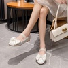 image:imageHee grand Womens Mary Jane Shoes Satin Round Toe Ballerina Flats Fashion Sparkling Rhinestones Dress Shoes Comfort Dancing Shoes520white