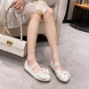 image:imageHee grand Womens Mary Jane Shoes Satin Round Toe Ballerina Flats Fashion Sparkling Rhinestones Dress Shoes Comfort Dancing Shoes520white