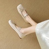 image:imageHee grand Womens Mary Jane Shoes Satin Round Toe Ballerina Flats Fashion Sparkling Rhinestones Dress Shoes Comfort Dancing Shoes624apricot