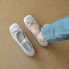 image:imageHee grand Womens Mary Jane Shoes Satin Round Toe Ballerina Flats Fashion Sparkling Rhinestones Dress Shoes Comfort Dancing Shoes624silver