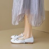 image:imageHee grand Womens Mary Jane Shoes Satin Round Toe Ballerina Flats Fashion Sparkling Rhinestones Dress Shoes Comfort Dancing Shoes668silver