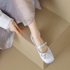 image:imageHee grand Womens Mary Jane Shoes Satin Round Toe Ballerina Flats Fashion Sparkling Rhinestones Dress Shoes Comfort Dancing Shoes668silver