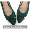 image:imageHee grand Womens Pointed Toe Ballet Flats with Bow Metal Buckle Comfortable SlipOn Dress Shoes for OfficeGreen