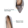 image:imageHee grand Womens Pointed Toe Ballet Flats with Bow Metal Buckle Comfortable SlipOn Dress Shoes for OfficeGrey