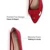 image:imageHee grand Womens Pointed Toe Ballet Flats with Bow Metal Buckle Comfortable SlipOn Dress Shoes for OfficeRed