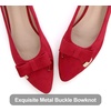 image:imageHee grand Womens Pointed Toe Ballet Flats with Bow Metal Buckle Comfortable SlipOn Dress Shoes for OfficeRed